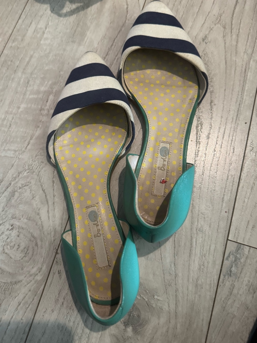 Boden Navy Striped and Teal D'Orsay Flats